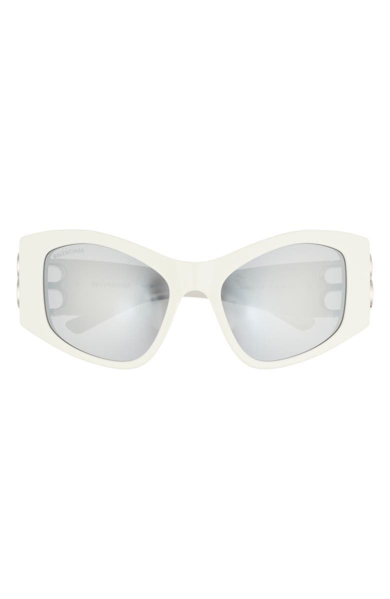 Balenciaga 55mm Cat Eye Sunglasses, Main, color, White White Silver