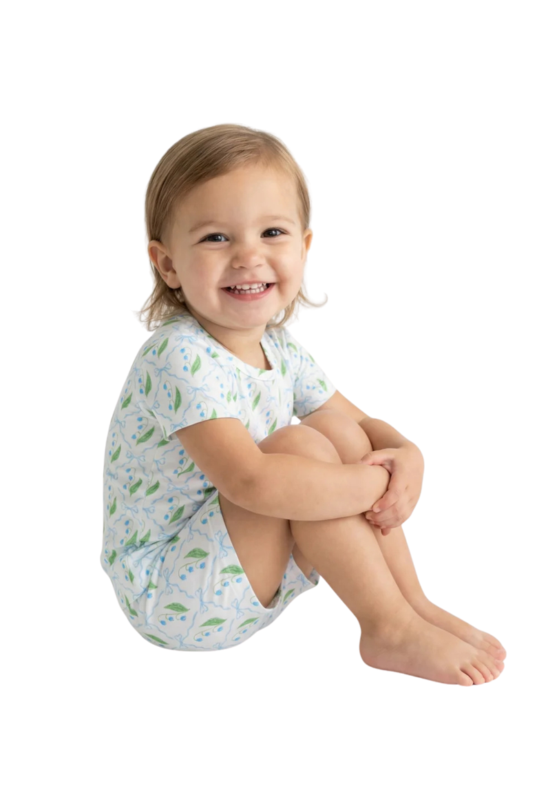 Short Sleeve and Shorts Buttery Soft Pajama Set, Alternate, color, Bluebell Bows
