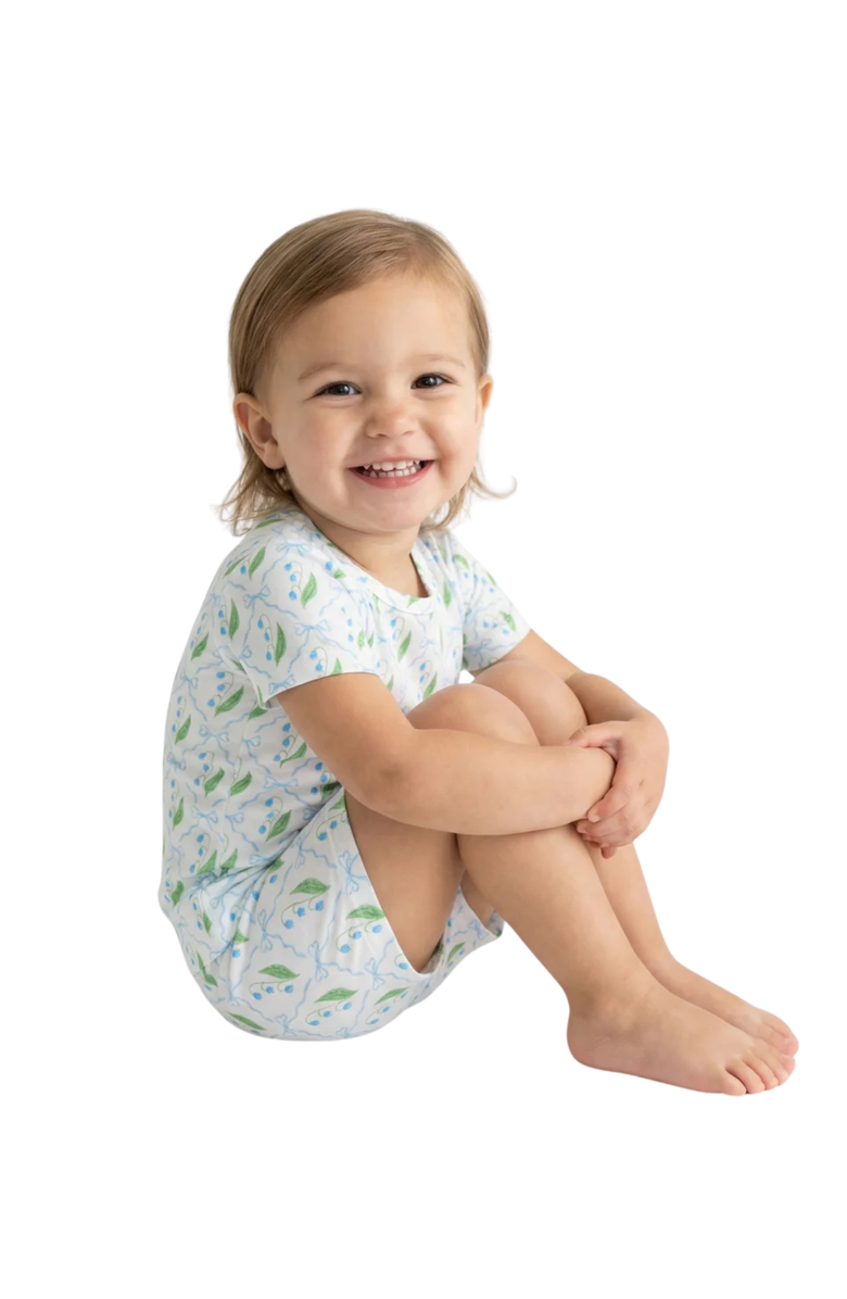 Motette Short Sleeve and Shorts Buttery Soft Pajama Set, Alternate, color, Bluebell Bows