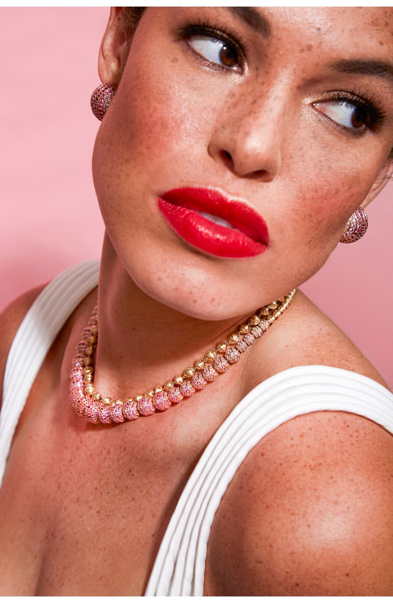 Campbell + Charlotte Revel Large Bead Huggie, Alternate, color, Garnet, Sapphire,  Amethyst