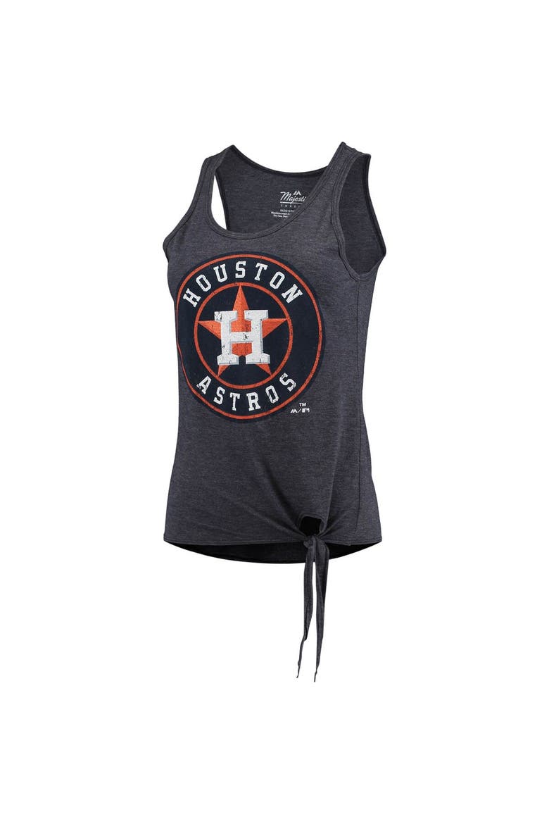 Women's Majestic Threads Navy Houston Astros Scoop Neck Racerback Side Tie Tri-Blend Tank Top, Alternate, color, Navy