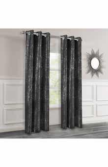 DAINTY HOME Artistic Set of 2 Metallic Textured Thermal Insulated Blackout Curtain Panels