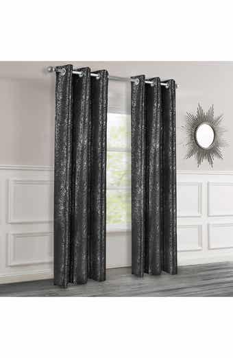 DAINTY HOME Artistic Set of 2 Metallic Textured Thermal Insulated Blackout Curtain Panels