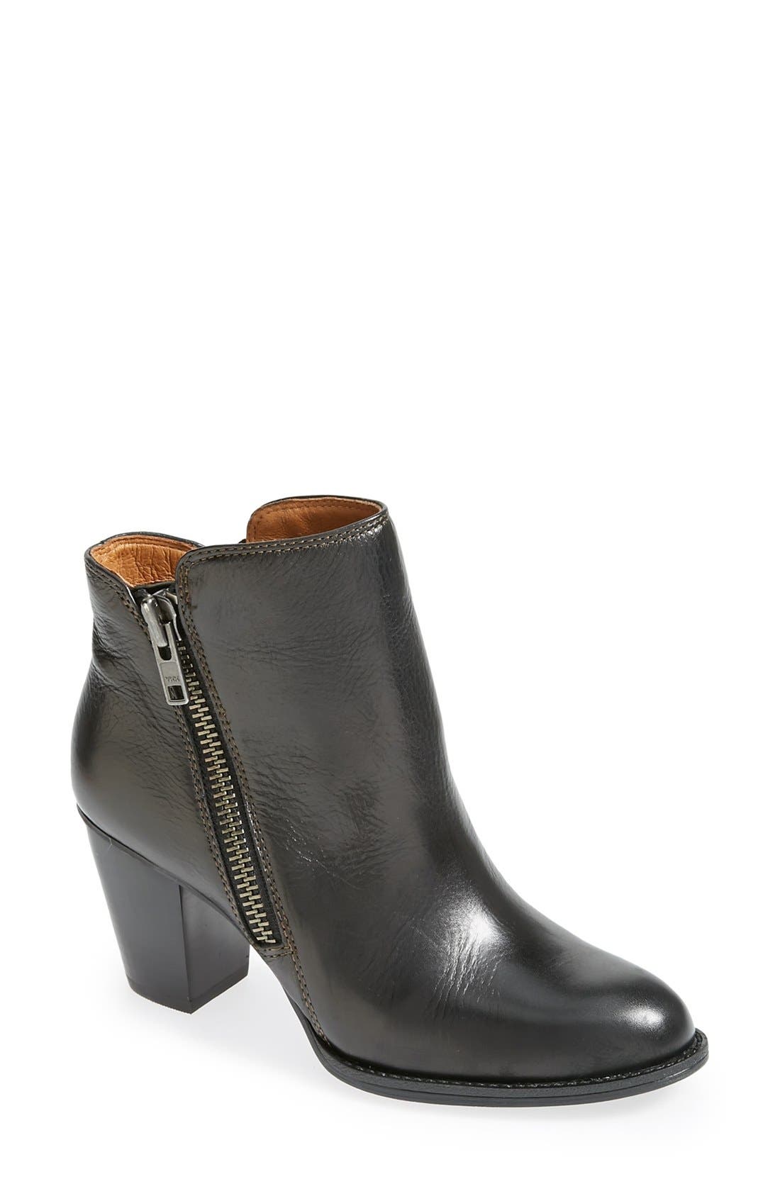 'Wera' Leather Bootie, Main, color, BLACK