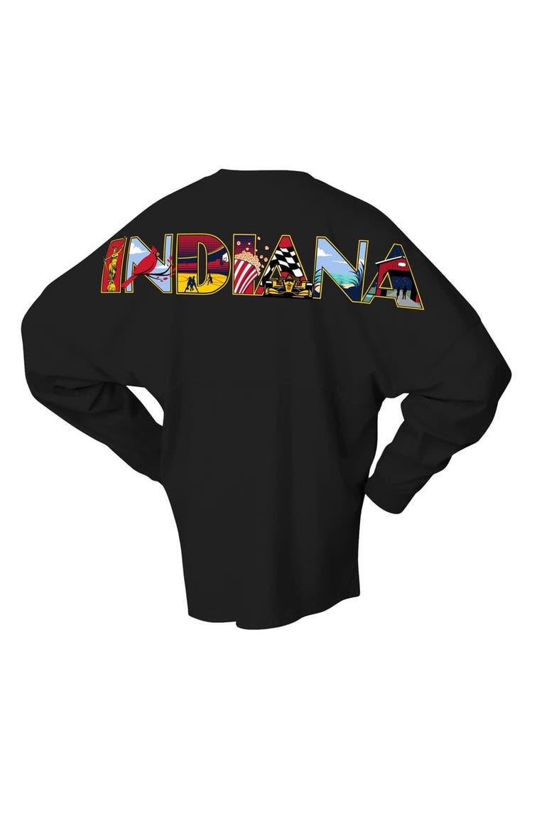 Women's Spirit Jersey Black Indiana Fever Oversized Preppy City Long Sleeve T-Shirt, Alternate, color, Black