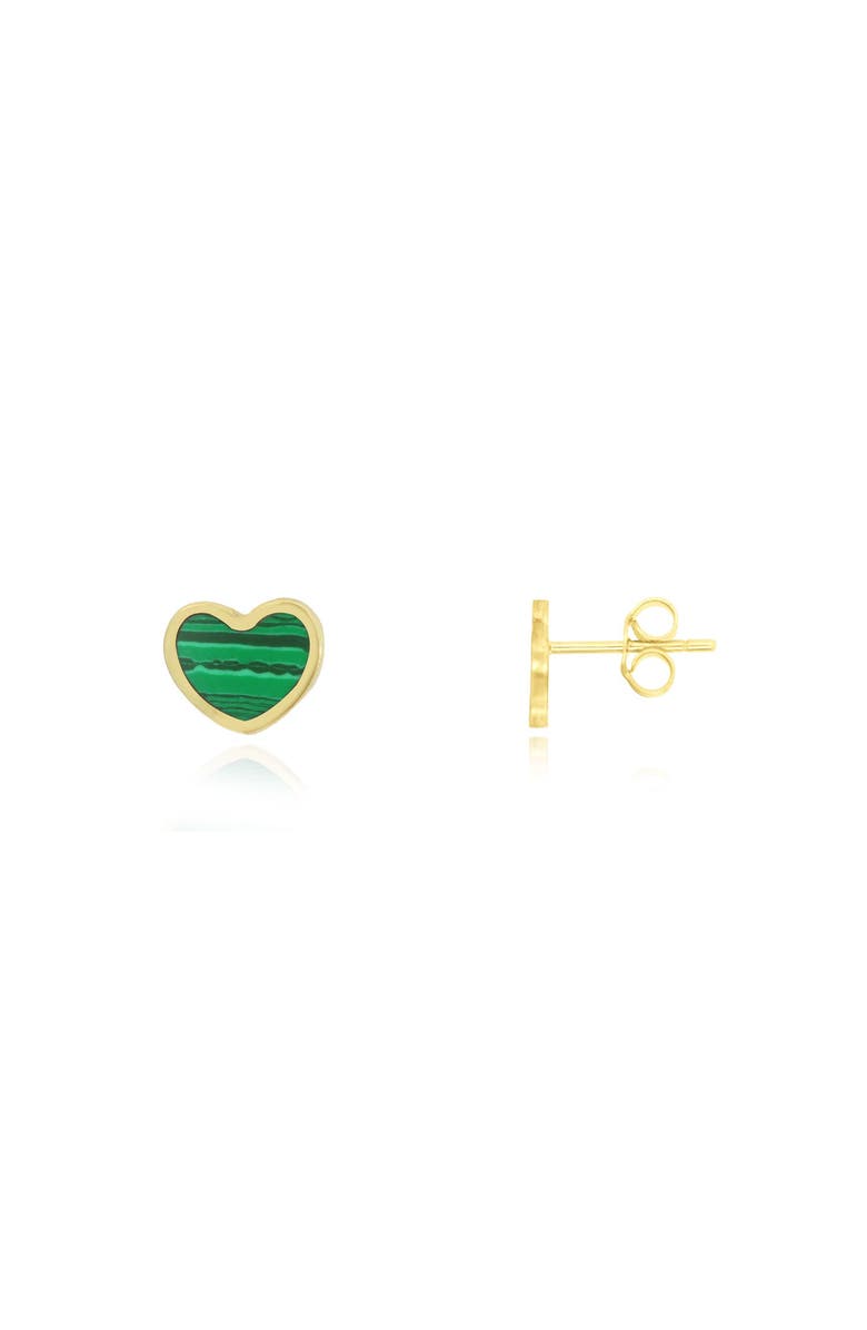 The Lovery Fine Jewelry Mini Malachite Heart Stud Earrings, Main, color, Malachite
