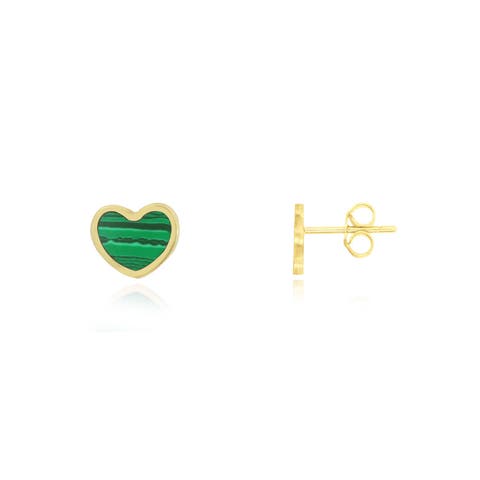 Mini Malachite Heart Stud Earrings