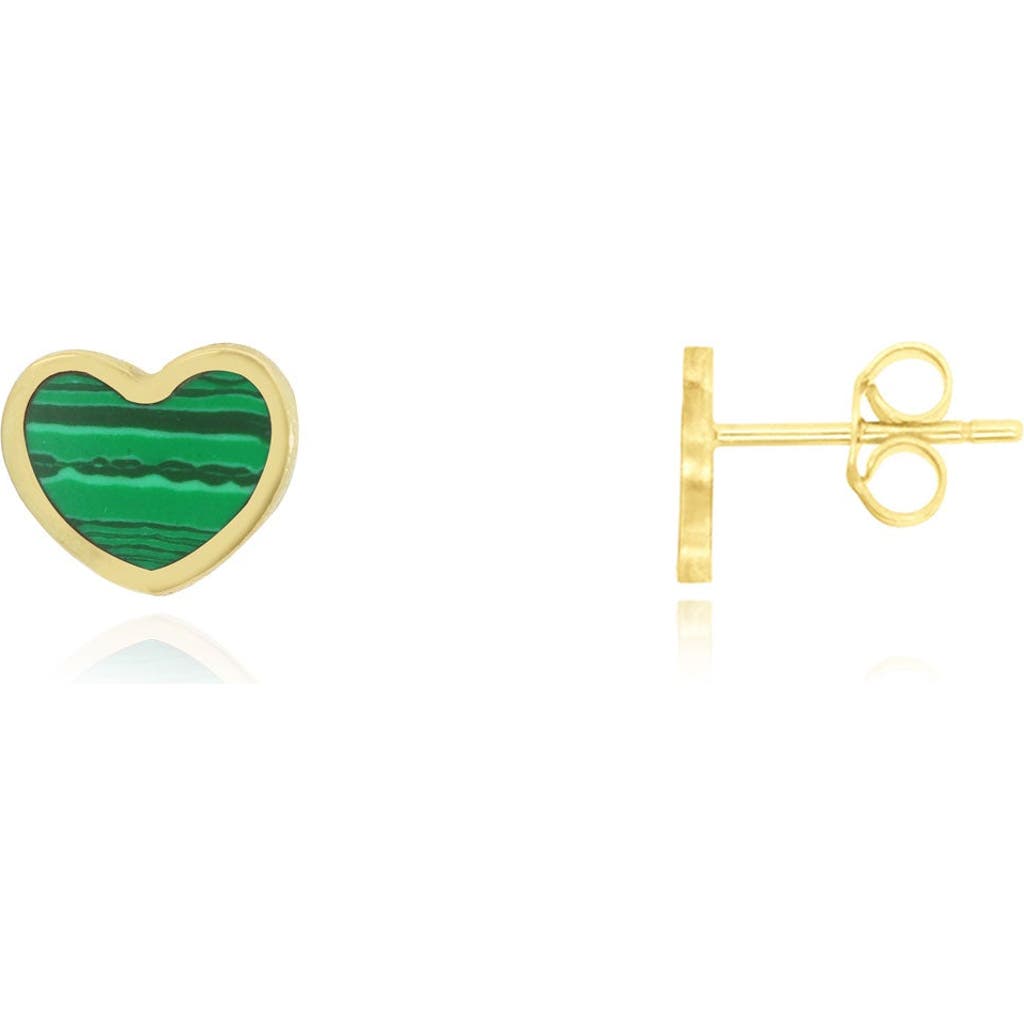 The Lovery Fine Jewelry Mini Malachite Heart Stud Earrings In Green