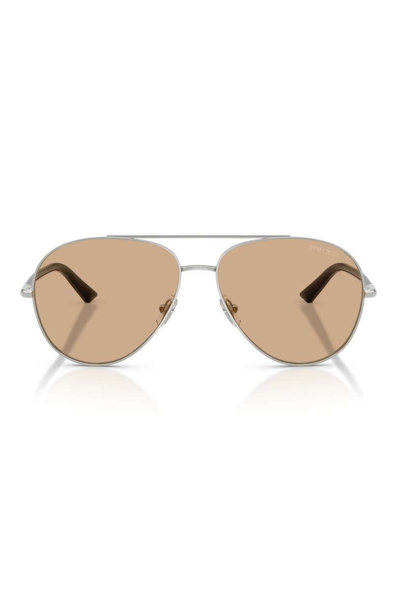 58mm Pilot Sunglasses, Main, color, SILVER / LIGHT YELLOW