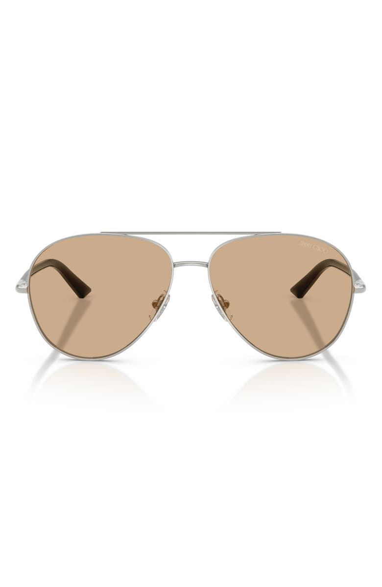 Jimmy Choo 58mm Pilot Sunglasses, Main, color, Silver / Light Yellow