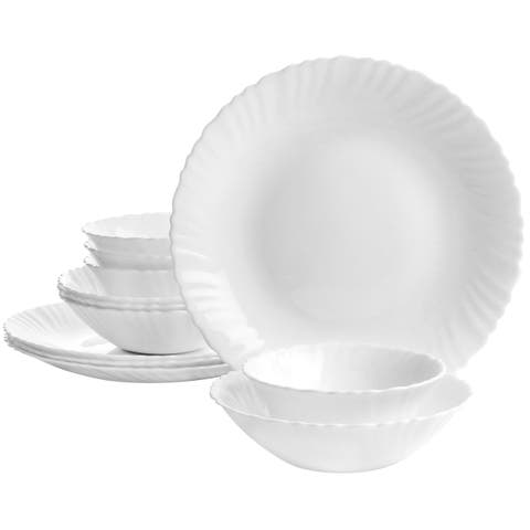 Ultra Radley 12 Piece Tempe Opal Glass Dinnerware Set