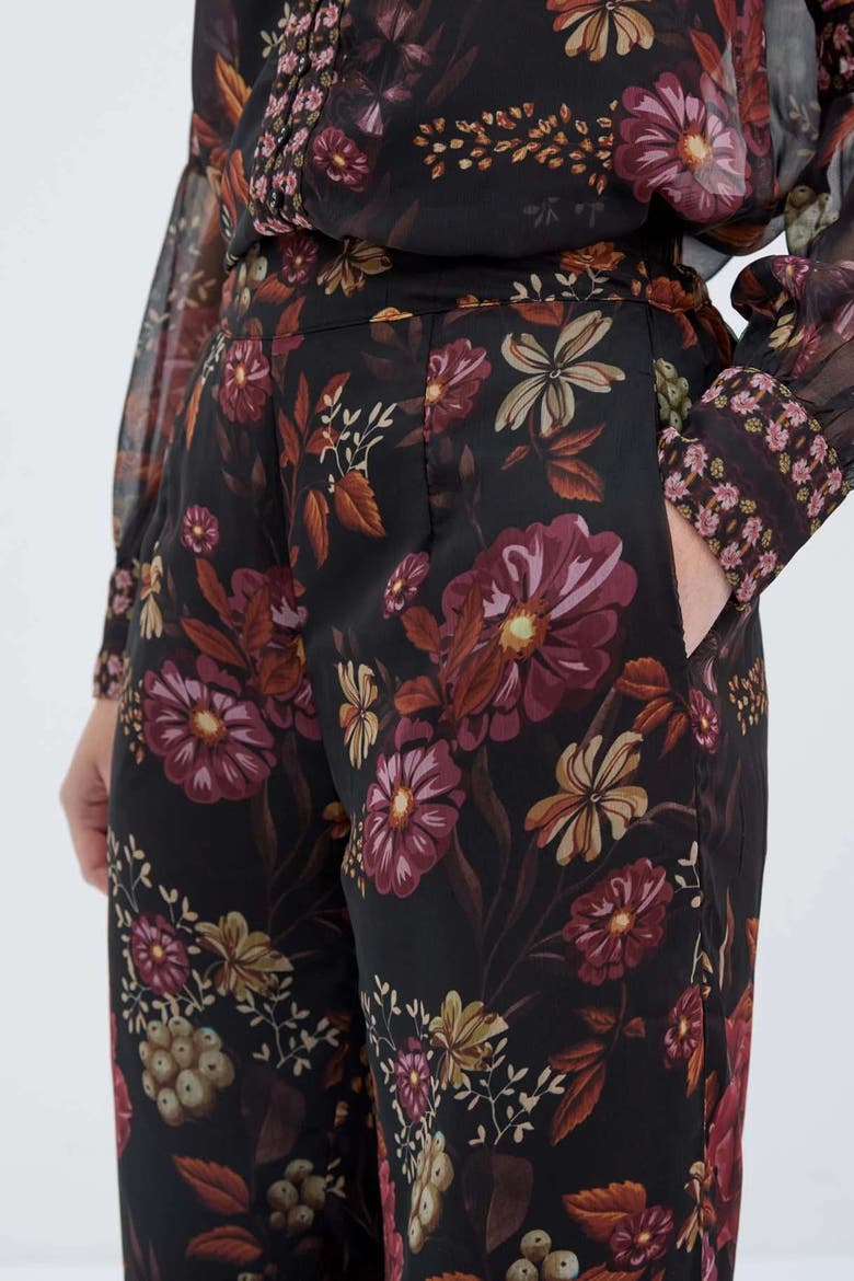 Floral Black Trousers, Alternate, color, Black