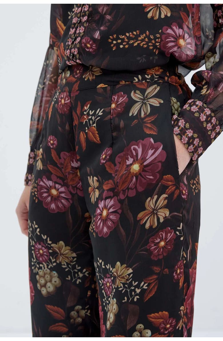 RAISHMA Floral Black Trousers, Alternate, color, Black