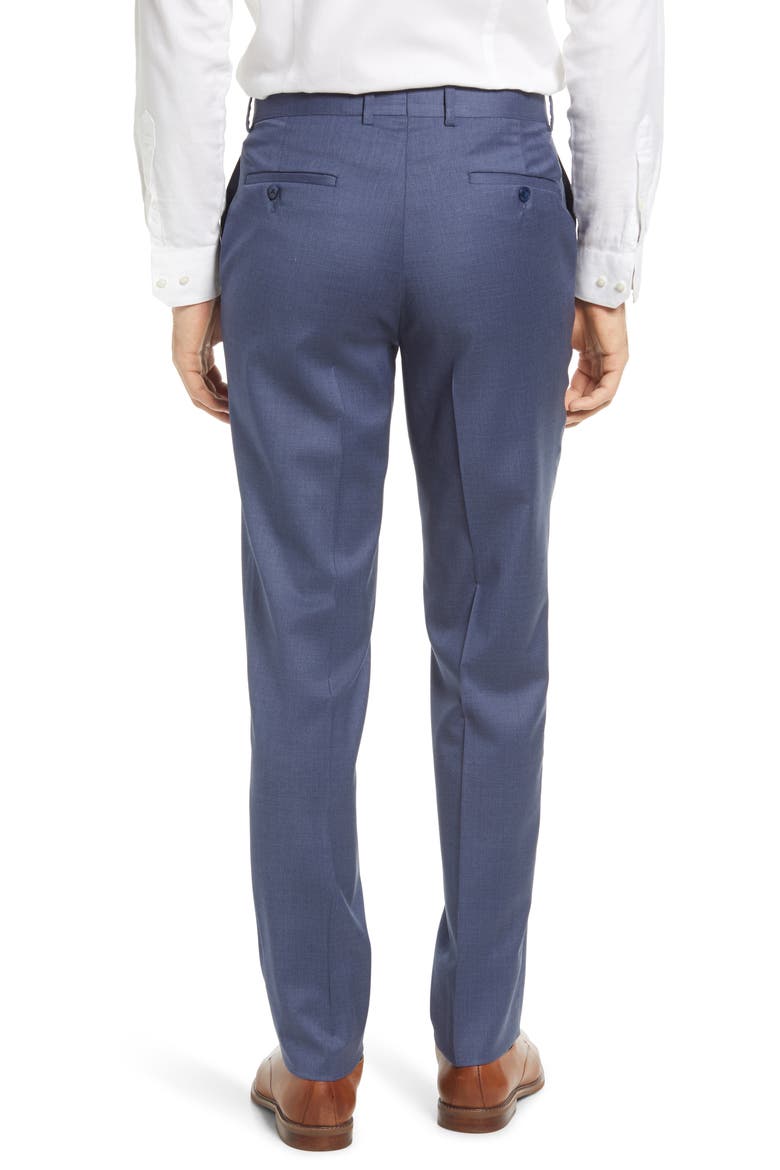 Harker Flat Front Stretch Wool Twill Dress Pants, Alternate, color, MID BLUE