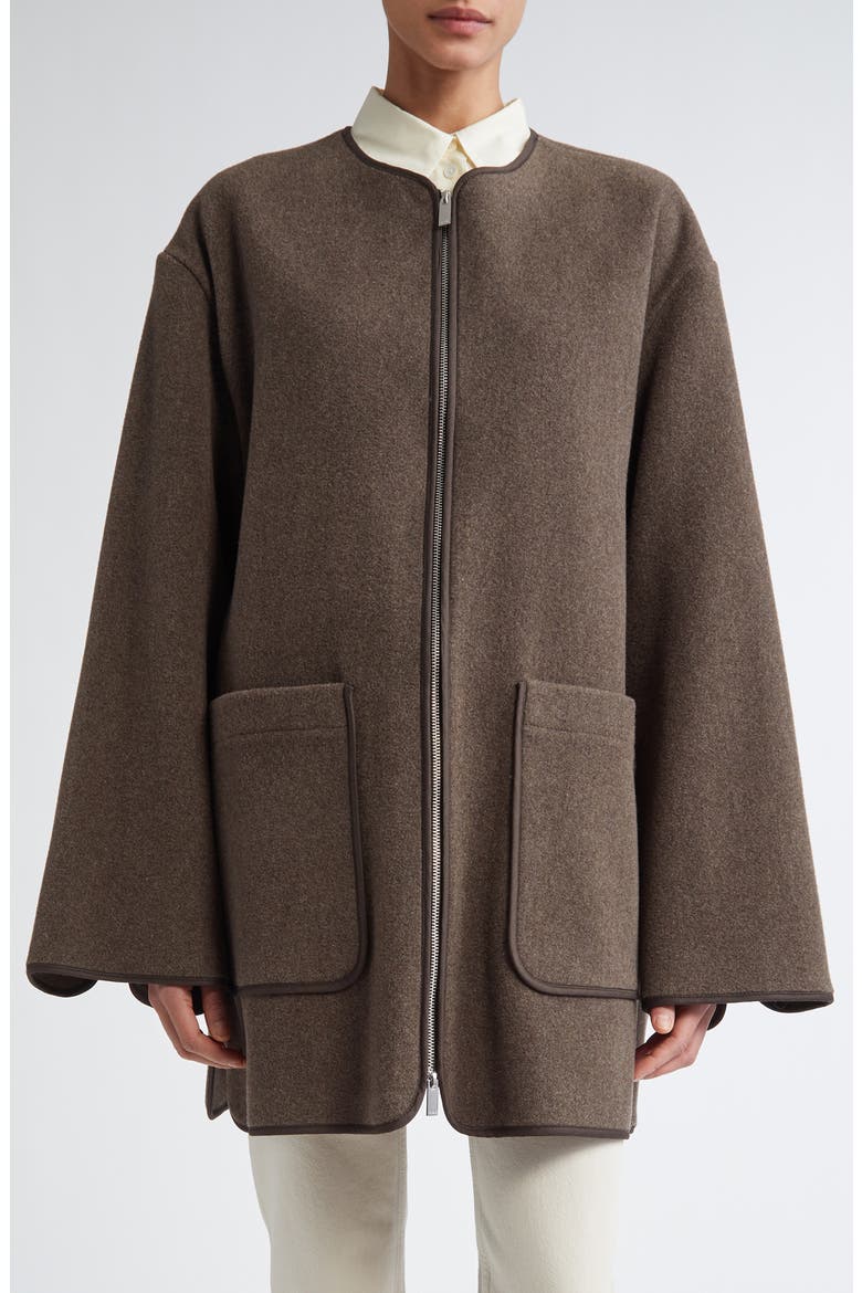Wool Blend Felt Jacket, Main, color, OAK MELANGE