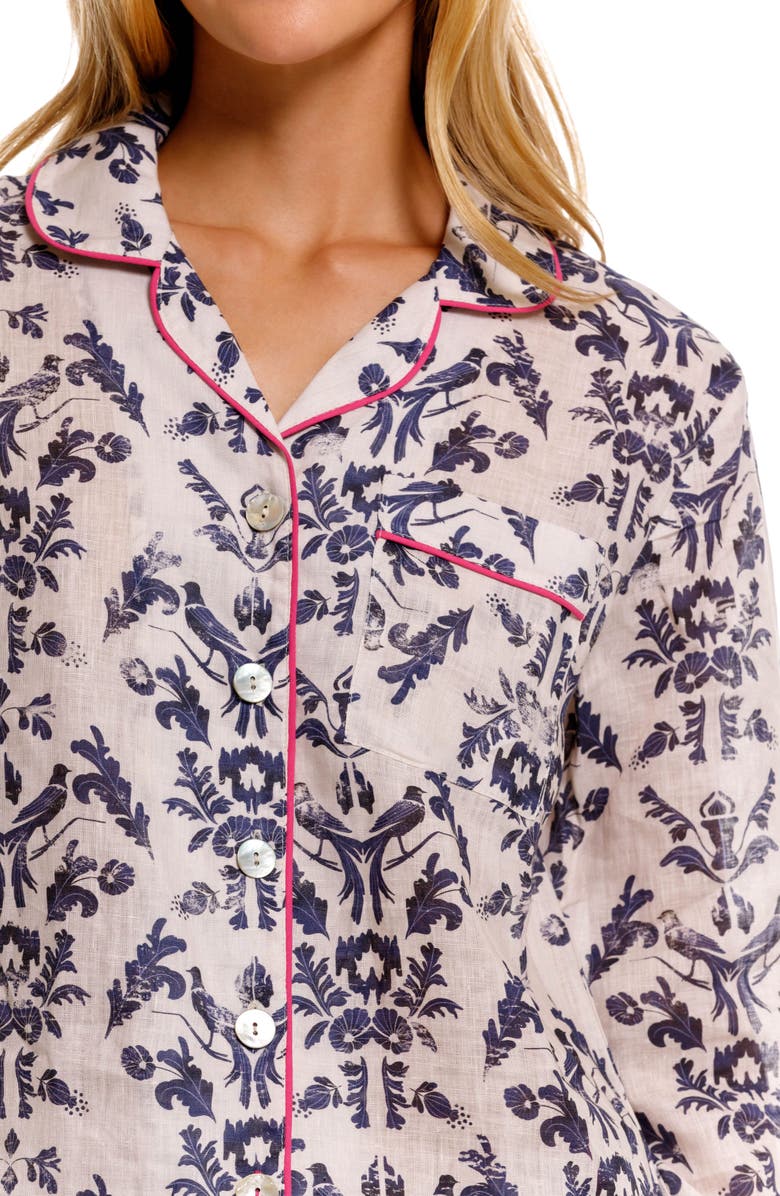 The Lazy Poet Emma Linen Pajamas, Alternate, color, White