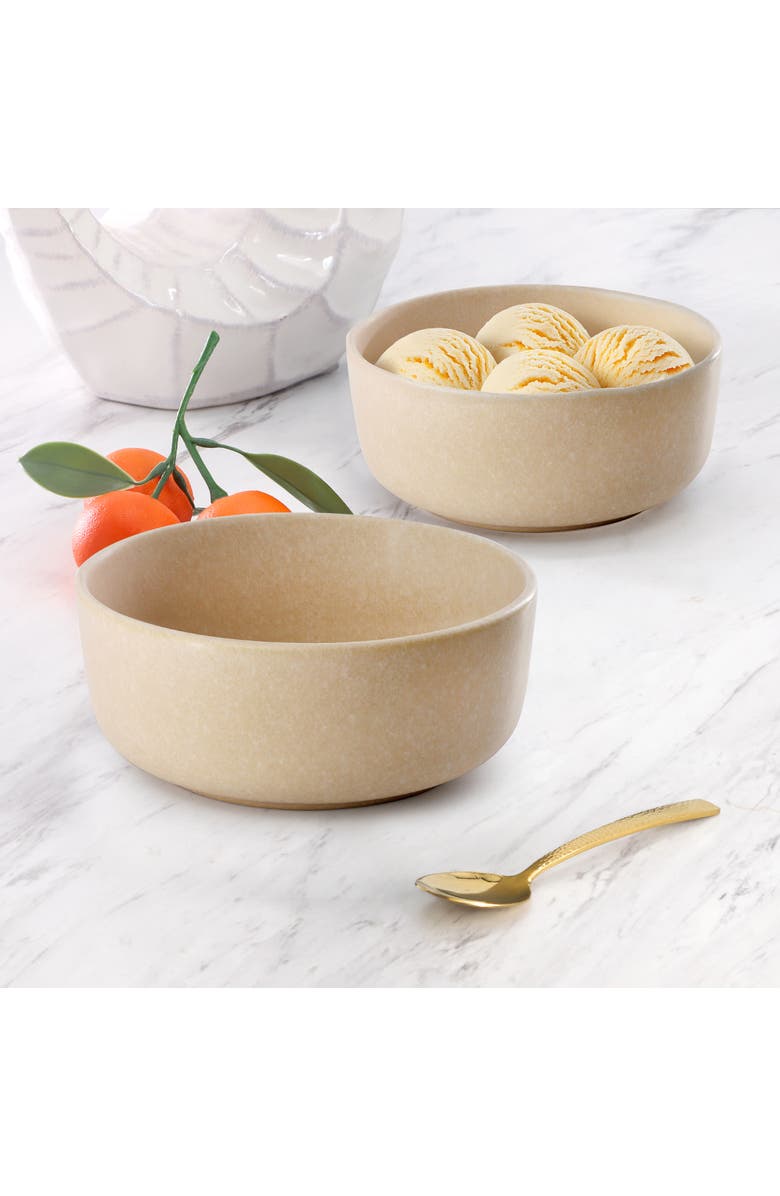 Soho Lounge Bryant Park 2 Piece 6 Inch Stoneware Cereal Bowl Set, Alternate, color, Beige