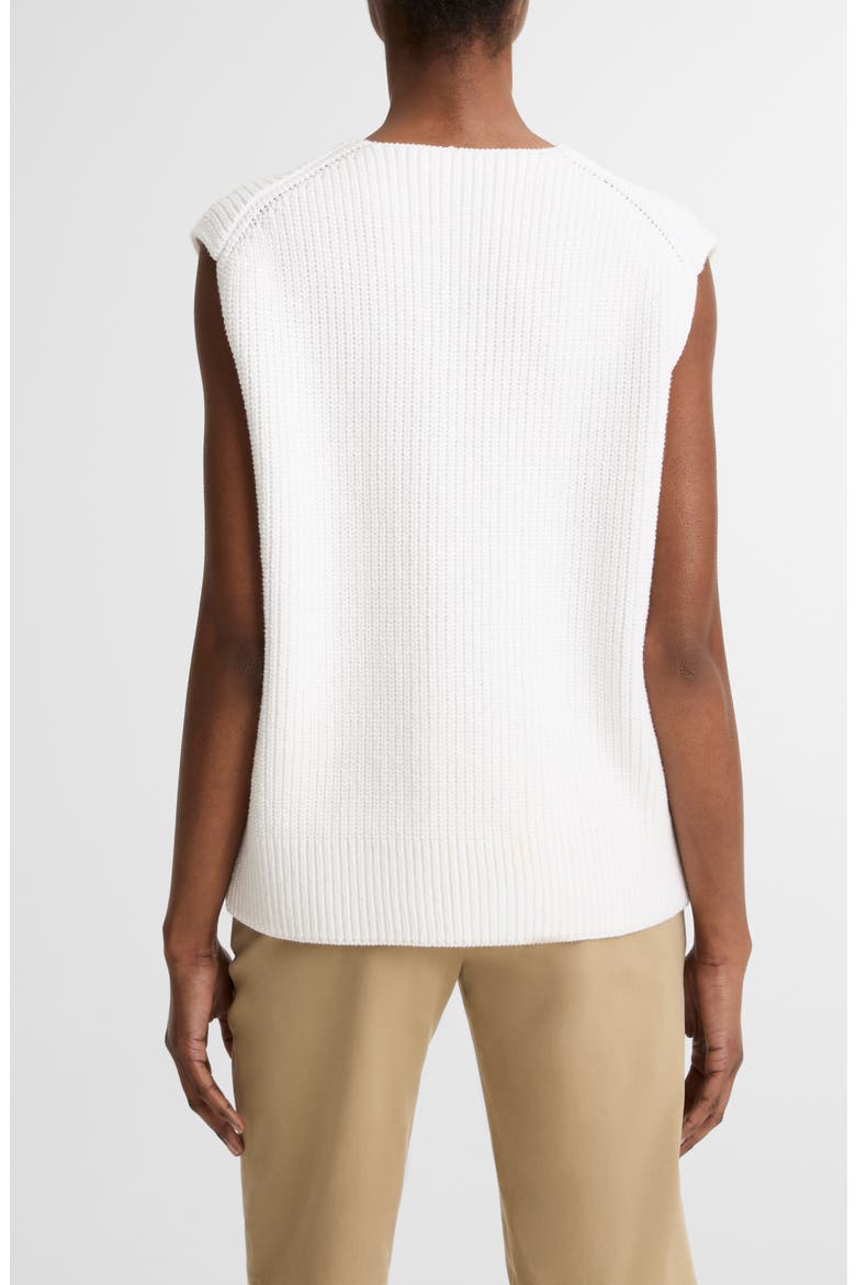Relaxed V-Neck Cotton Blend Sweater Vest, Alternate, color, OPTIC WHITE