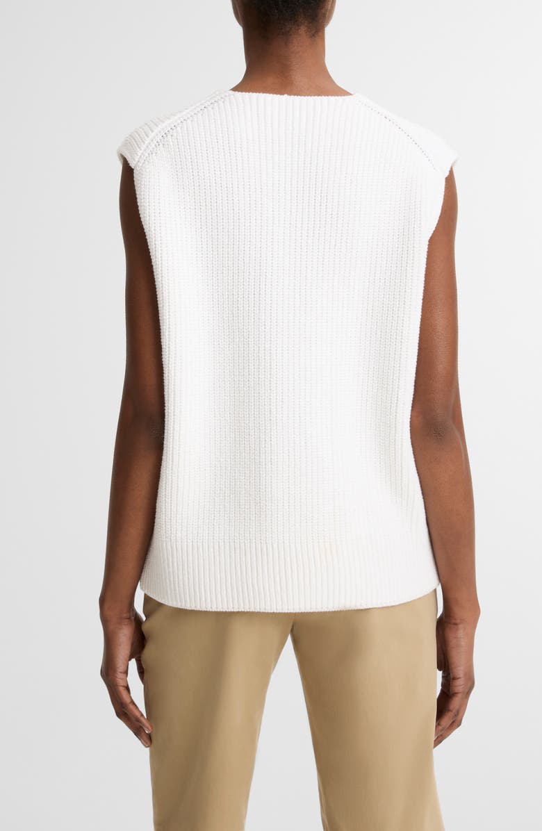 Vince Relaxed V-Neck Cotton Blend Sweater Vest, Alternate, color, Optic White