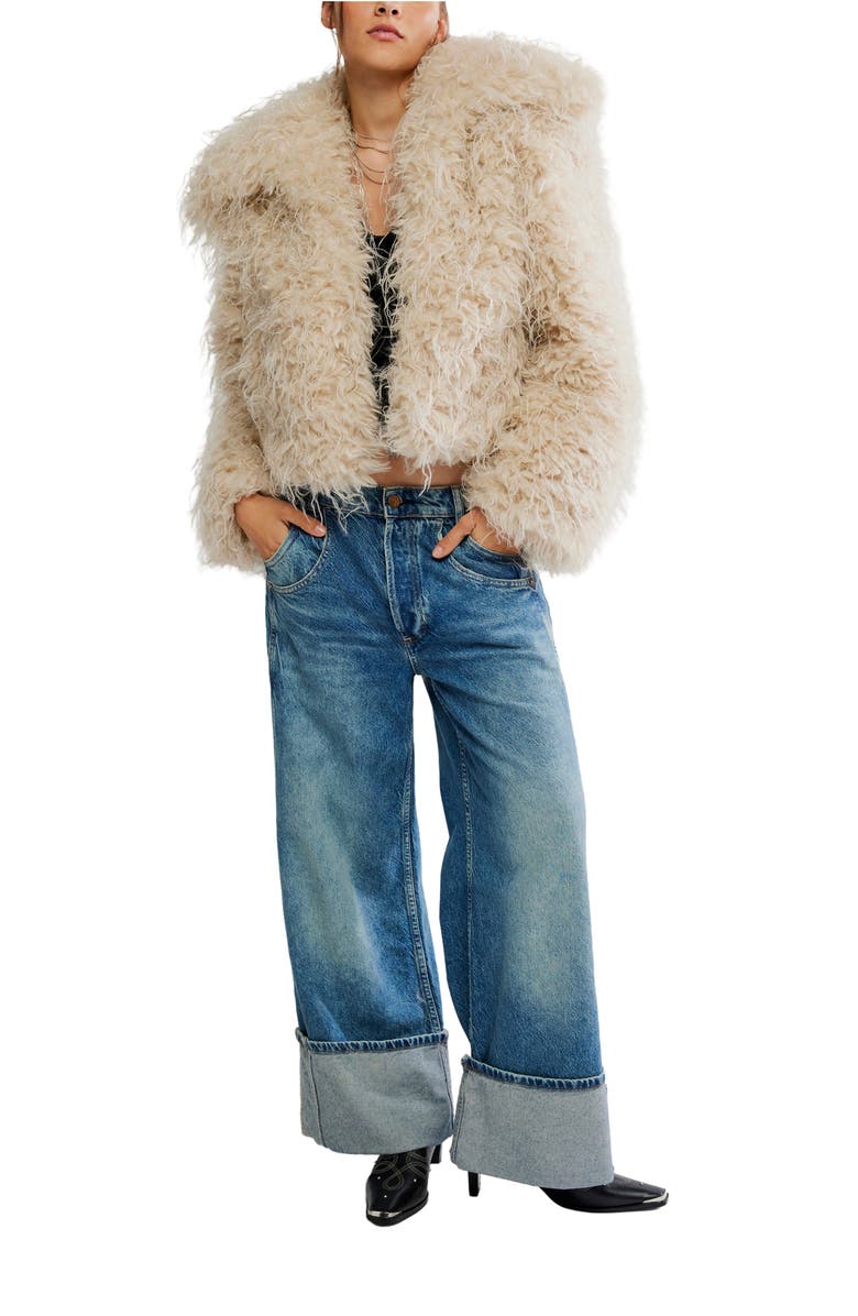 Free People Moonlight Faux Fur Jacket, Alternate, color, Tea