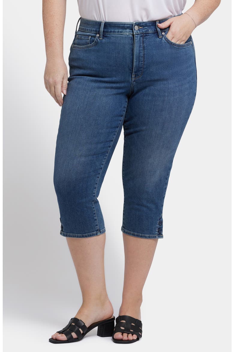 Marilyn High Waist Button Detail Capri Jeans, Main, color, VALENCIA SURF