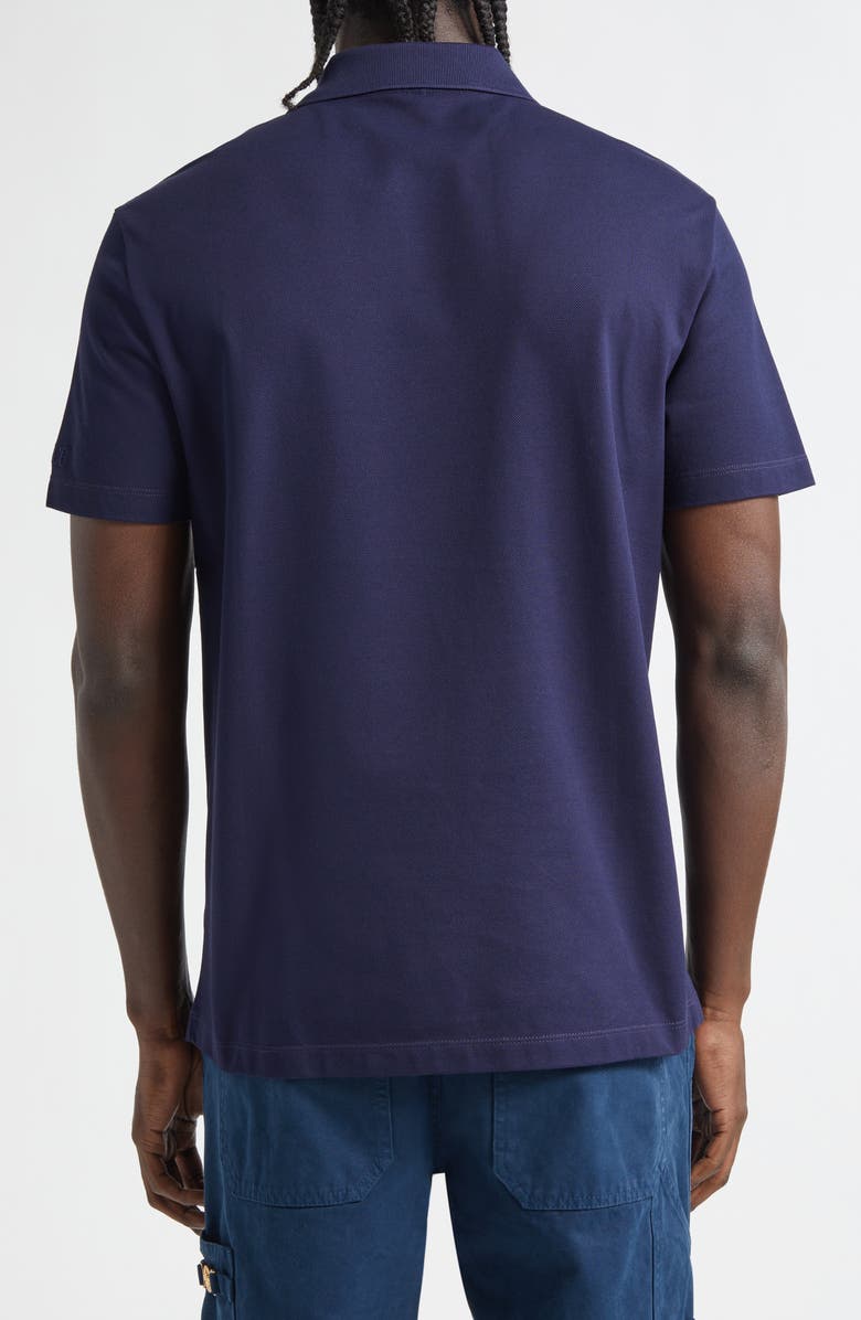 Versace Half Zip Cotton Piqué Polo, Alternate, color, Navy Blue