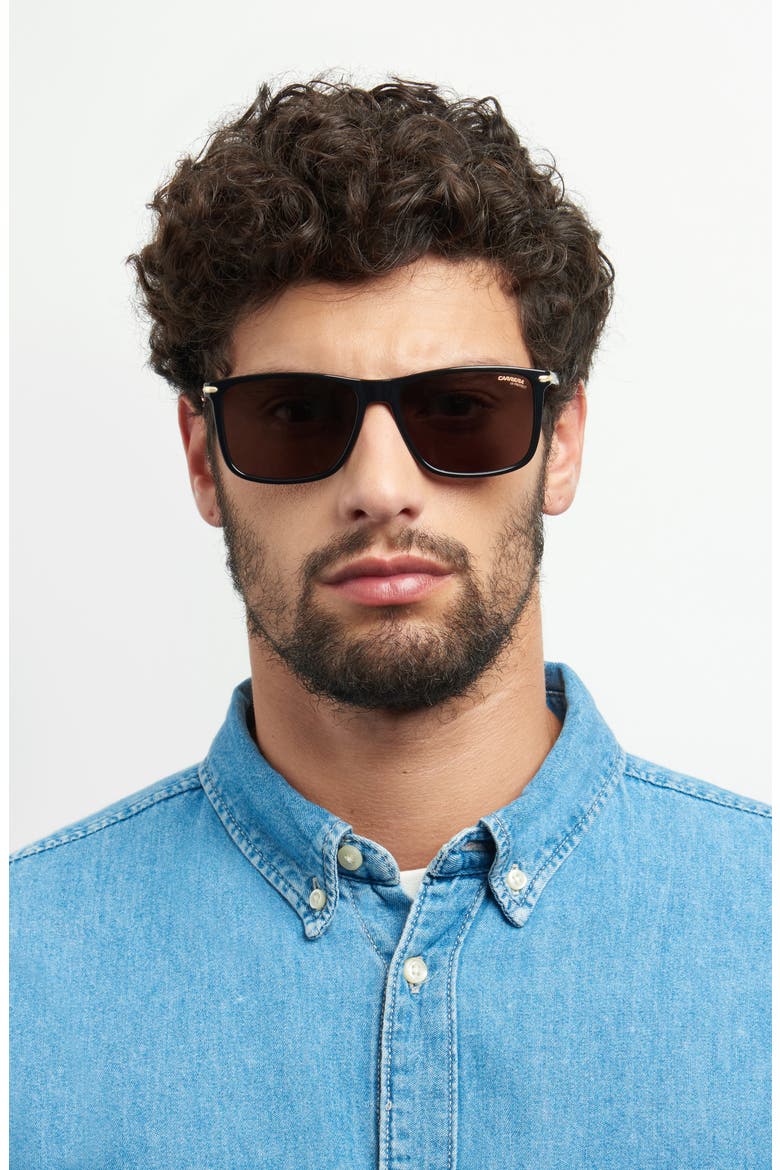 298/S 57mm Rectangle Sunglasses, Alternate, color, BLACK