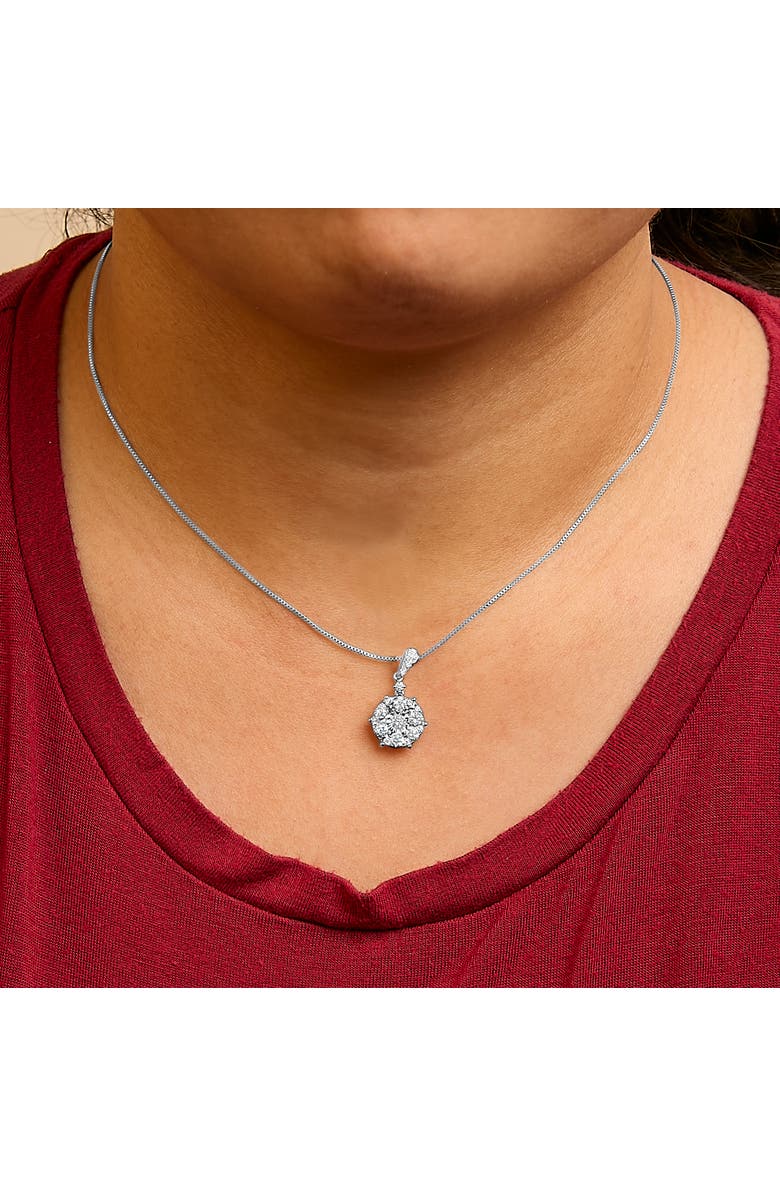 Haus of Brilliance 14K White Gold 1 1/5 Cttw Diamond Composite Cluster Pendant Necklace, Alternate, color, White