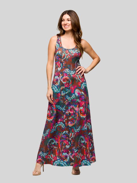 V-Neck Sleeveless Maxi Dress with Belt