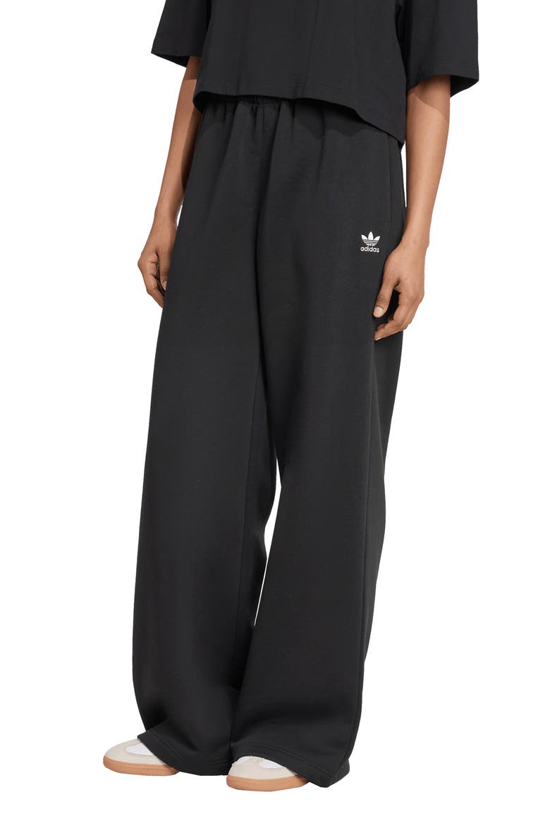 Essentials Fleece Wide Leg Pants, Main, color, BLACK/