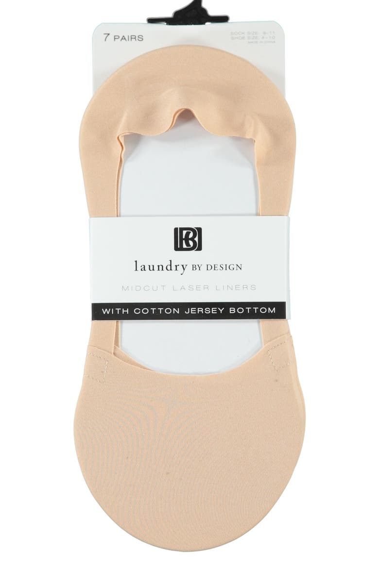 7-Pack Solid Jersey Liner Socks, Alternate, color, TAN