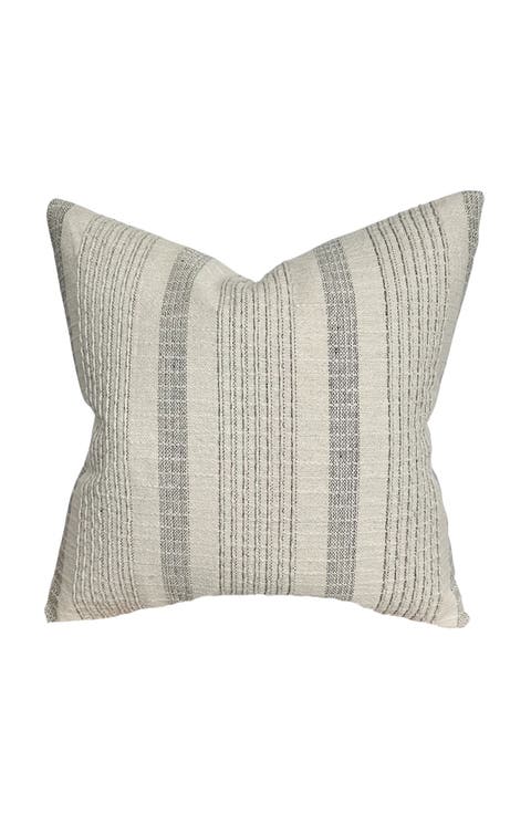 Stevie Woven Ivory Charcoal Stripe Pillow Cover