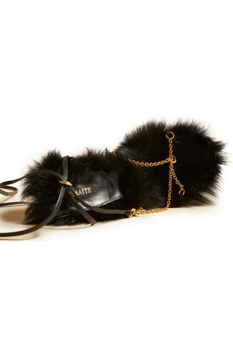 Khaite Marion Strappy Chain Detail Genuine Shearling Sandal, Alternate, color,