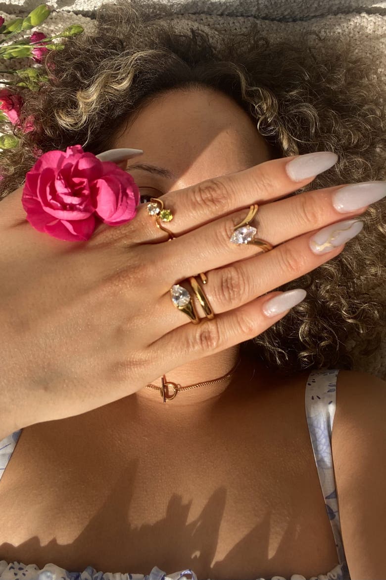 Spiral Pear-Cut Ring, Alternate, color, Gold