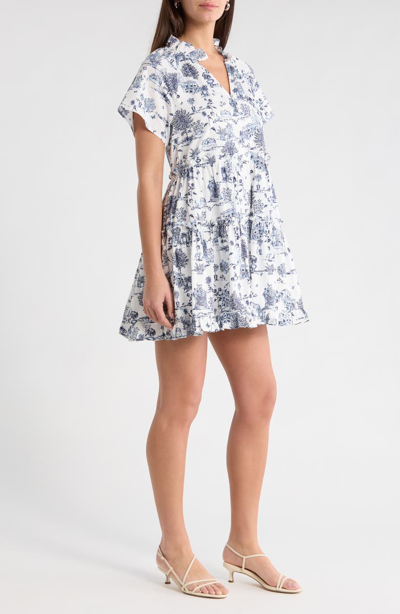 SUGARLIPS Renzo Toille Cotton Poplin Dress, Alternate, color, White-Blue-Multi