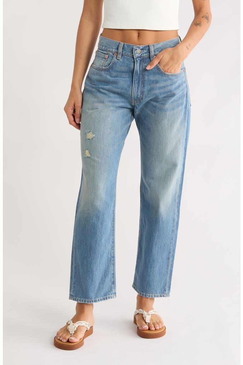 Lucy Straight Leg Boyfriend Jeans, Main, color, ALSEN INDIGO W/ RIPS
