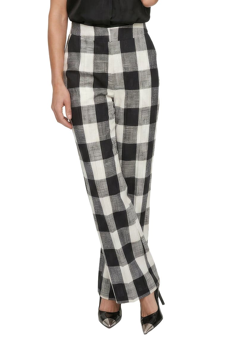 Zena Flared Check Trouser, Main, color, Black & White