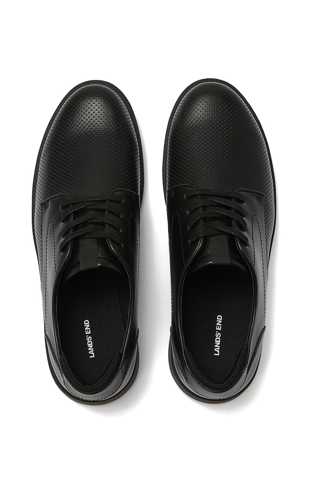 Lands' End Leather Lace Up Derby Oxfords, Alternate, color, Black