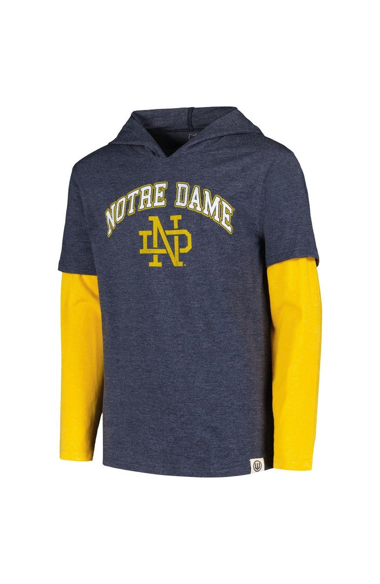 Wes & Willy Youth Wes & Willy Navy Notre Dame Fighting Irish Tri-Blend Long Sleeve Hoodie T-Shirt, Alternate, color, 