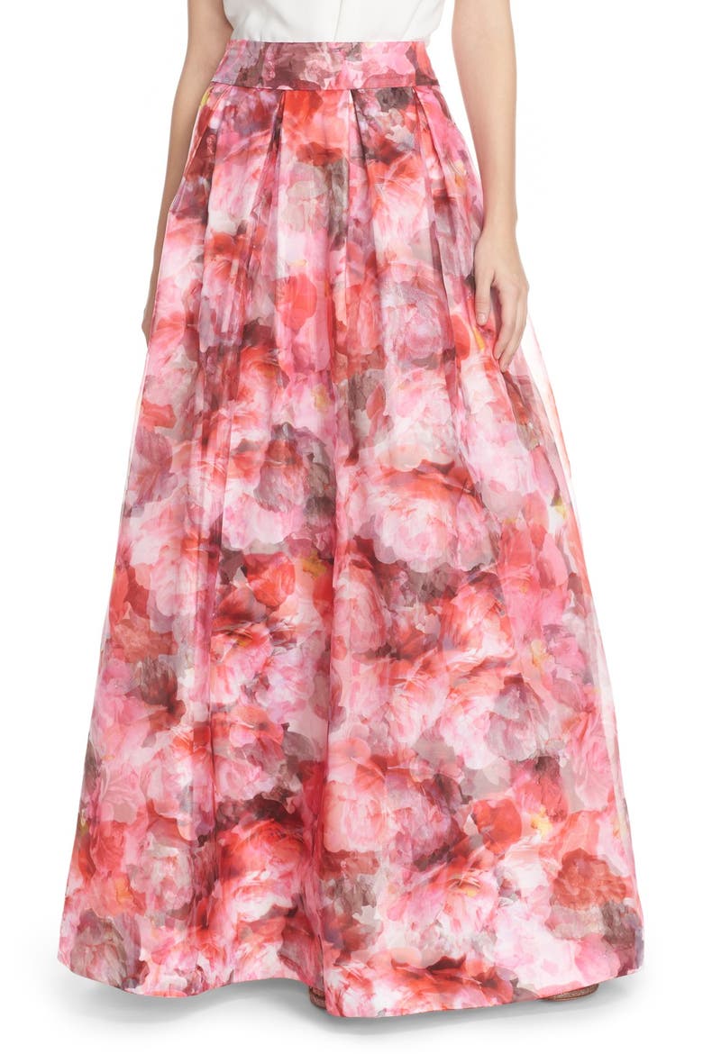 Floral Organza Ball Skirt, Main, color, PINK