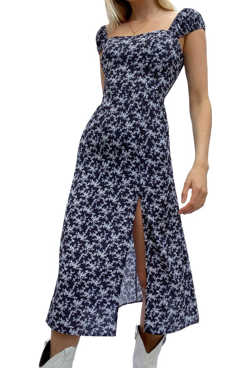 Cerisier Verona Crepe Midi Dress, Alternate, color, UTILITY BLUE MULTI