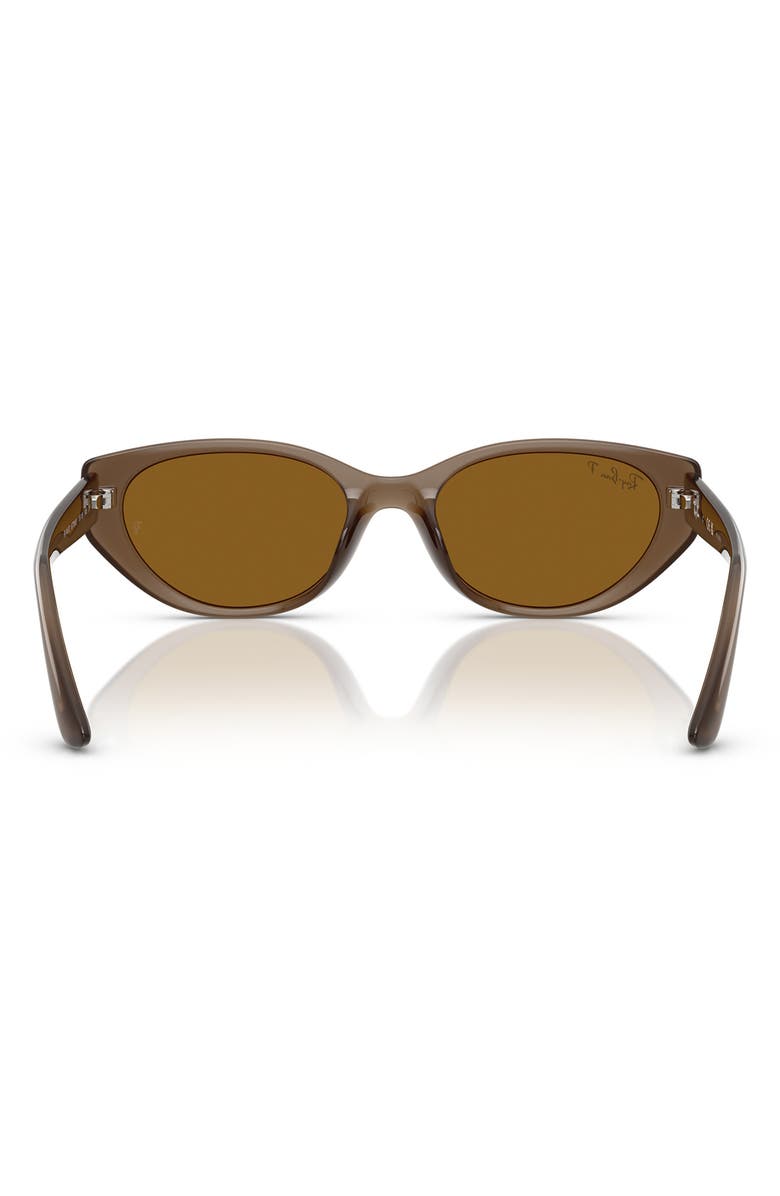 Ray-Ban 55mm Polarized Pillow Sunglasses, Alternate, color, Transparent Brown