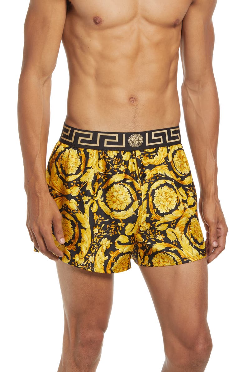 Versace Barocco Silk Boxers, Main, color,