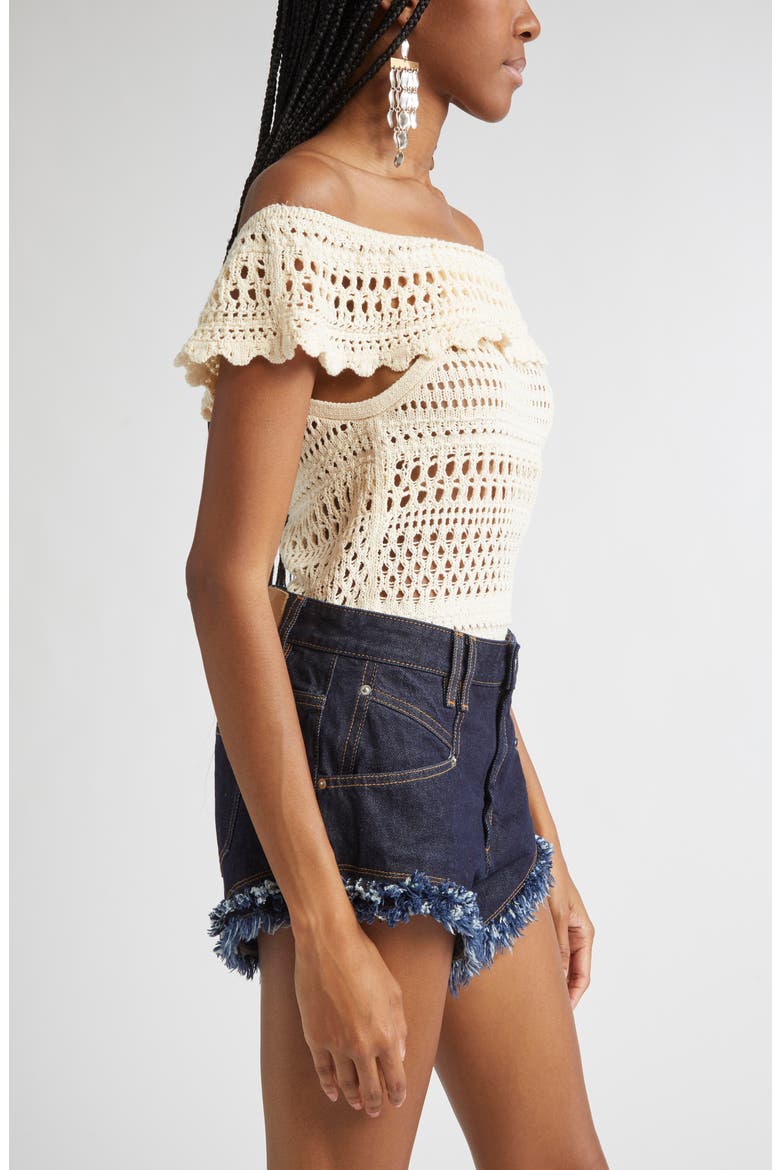 Zaelle Off the Shoulder Crochet Top, Alternate, color, ECRU