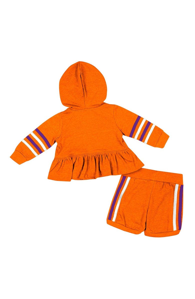 COLOSSEUM Girls Infant Colosseum Orange Clemson Tigers Spoonful Full-Zip Hoodie & Shorts Set, Alternate, color, 