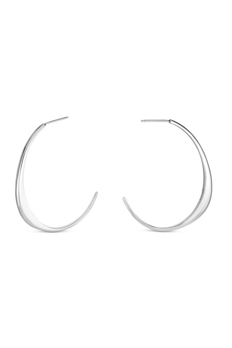 Hiba Hoop Sterling Silver Earrings, Main, color, Silver