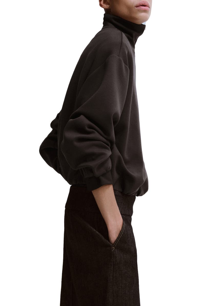 MANGO High Neck Balloon Sweatshirt, Alternate, color, Chocolate