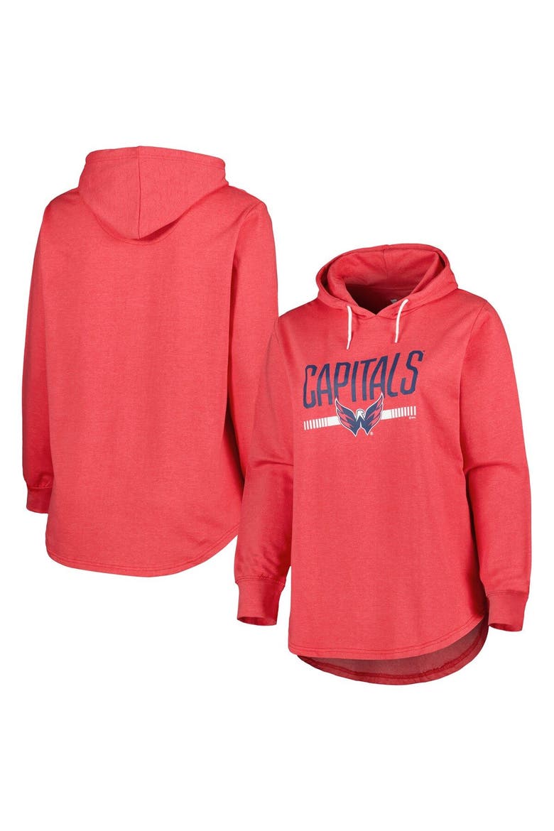 Women's Heather Red Washington Capitals Plus Size Fleece Pullover Hoodie, Main, color, Heather Red