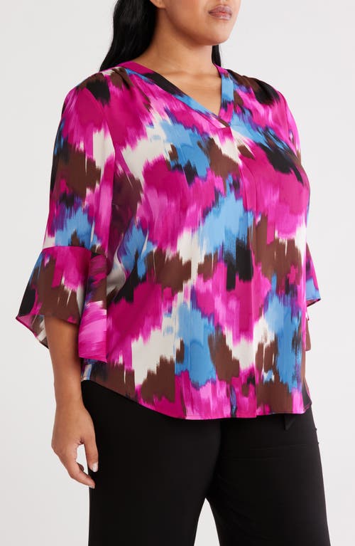 Jones New York Plus Size Printed Flutter-sleeve Blouse