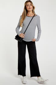 PinkBlush Wide Leg Raw Hem Maternity Jeans